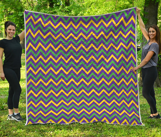 Mardi Gras Chevron Pattern Print Quilt