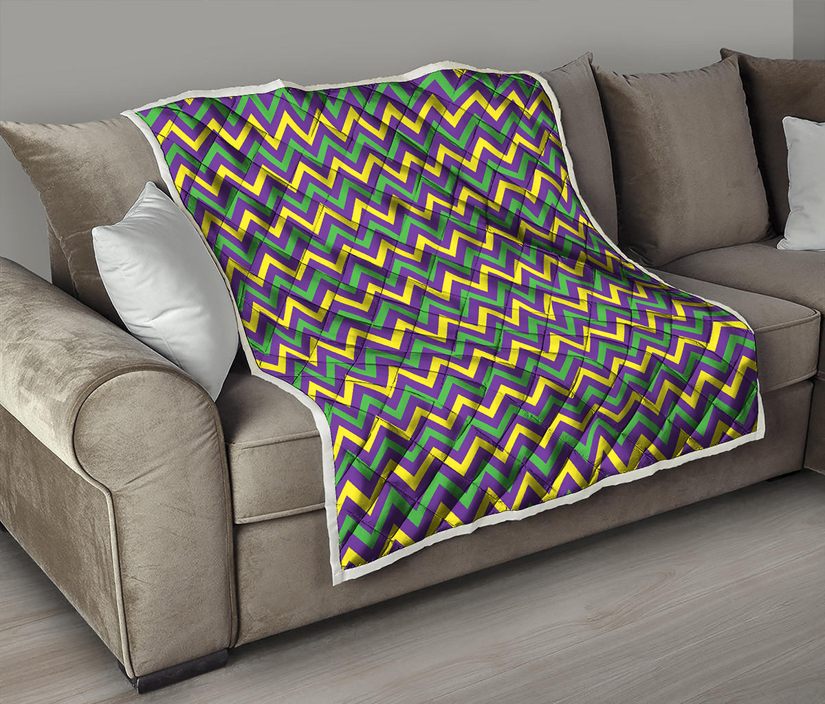 Mardi Gras Chevron Pattern Print Quilt