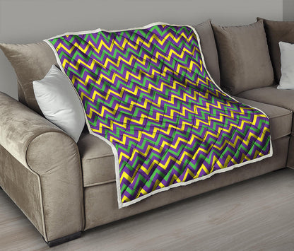 Mardi Gras Chevron Pattern Print Quilt