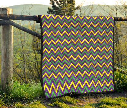 Mardi Gras Chevron Pattern Print Quilt
