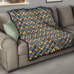Mardi Gras Chevron Pattern Print Quilt