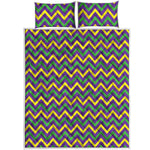 Mardi Gras Chevron Pattern Print Quilt Bed Set