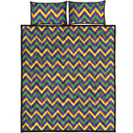 Mardi Gras Chevron Pattern Print Quilt Bed Set