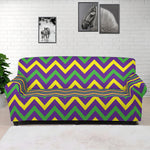 Mardi Gras Chevron Pattern Print Sofa Cover