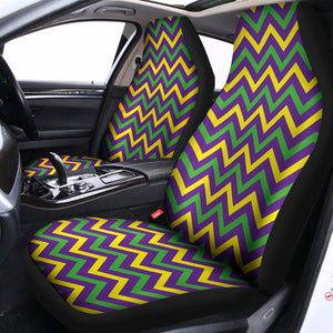 Mardi Gras Chevron Pattern Print Universal Fit Car Seat Covers