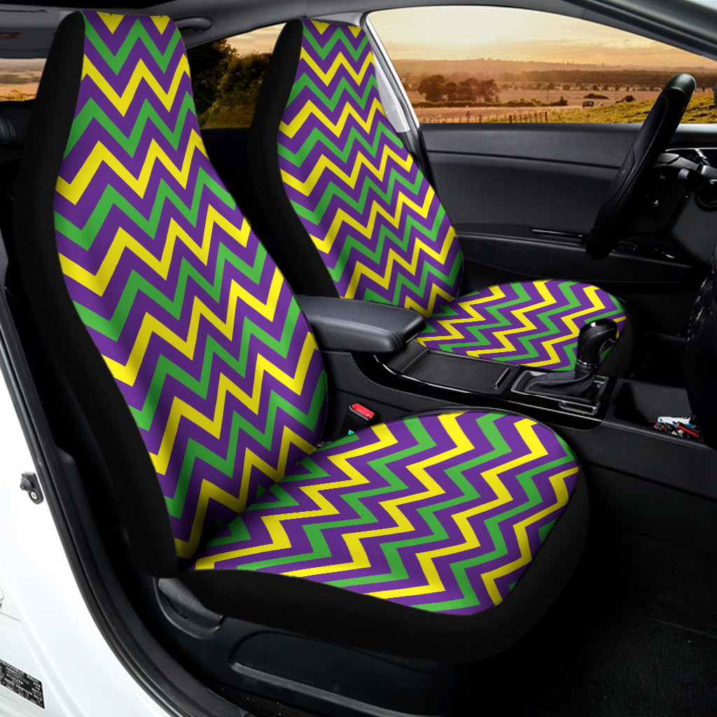 Mardi Gras Chevron Pattern Print Universal Fit Car Seat Covers