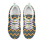 Mardi Gras Chevron Pattern Print White Sneakers