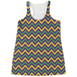Mardi Gras Chevron Pattern Print Women's Racerback Tank Top