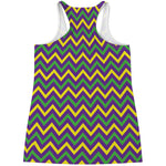 Mardi Gras Chevron Pattern Print Women's Racerback Tank Top