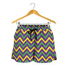 Mardi Gras Chevron Pattern Print Women's Shorts