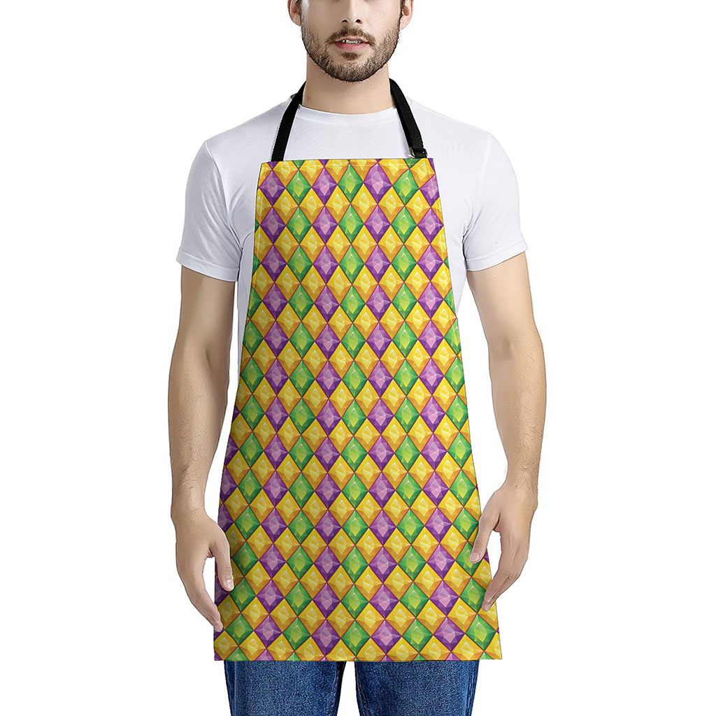 Mardi Gras Diamond Pattern Print Apron