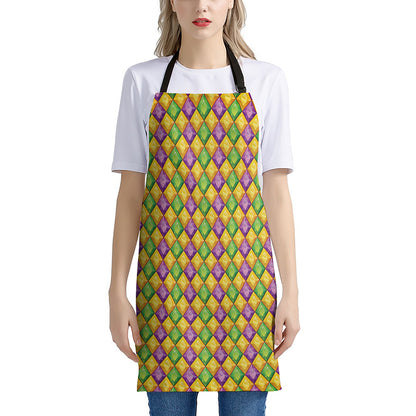 Mardi Gras Diamond Pattern Print Apron