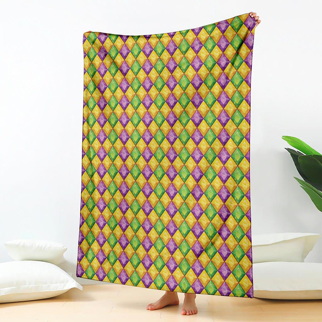 Mardi Gras Diamond Pattern Print Blanket