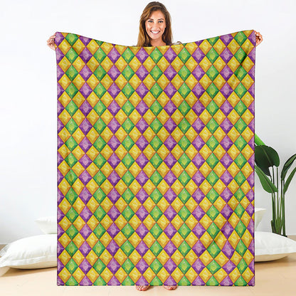 Mardi Gras Diamond Pattern Print Blanket
