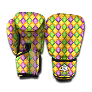 Mardi Gras Diamond Pattern Print Boxing Gloves