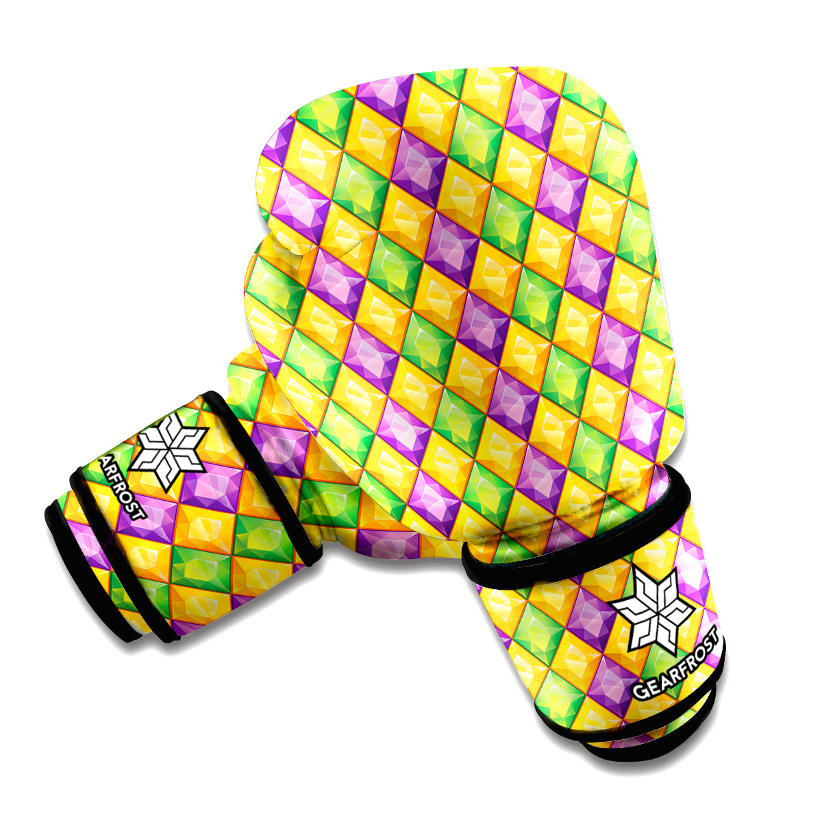 Mardi Gras Diamond Pattern Print Boxing Gloves