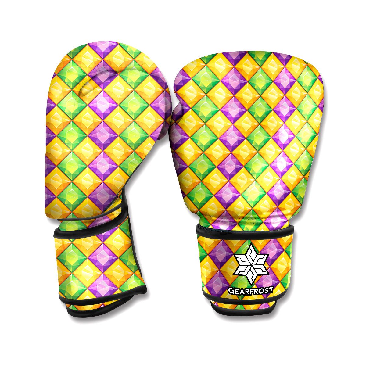 Mardi Gras Diamond Pattern Print Boxing Gloves