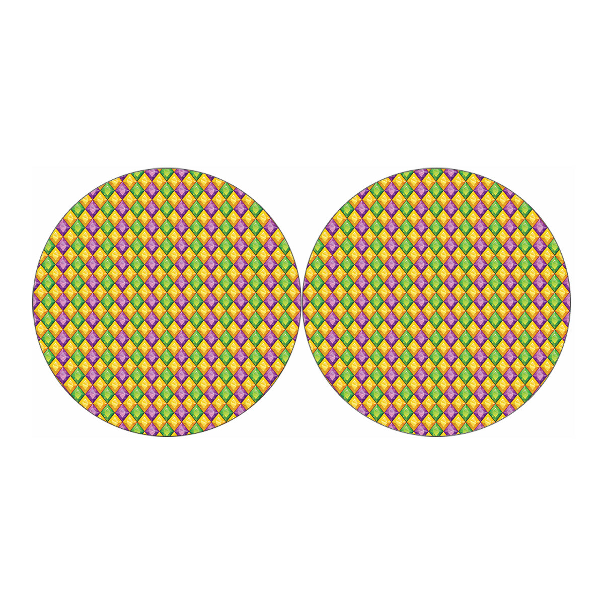 Mardi Gras Diamond Pattern Print Car Coasters