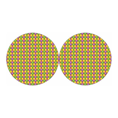 Mardi Gras Diamond Pattern Print Car Coasters