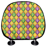 Mardi Gras Diamond Pattern Print Car Headrest Covers