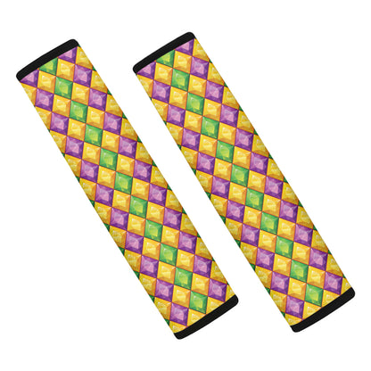 Mardi Gras Diamond Pattern Print Car Seat Belt Covers