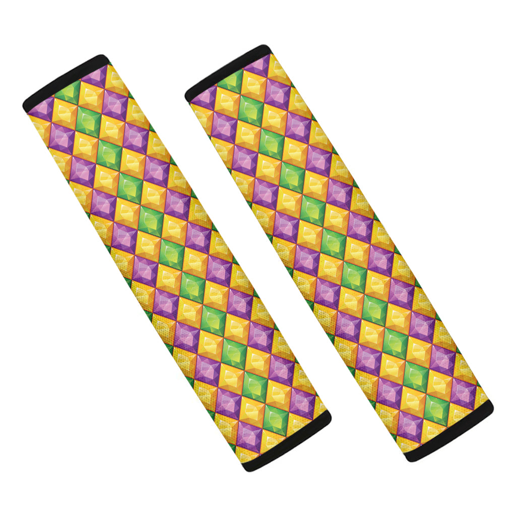 Mardi Gras Diamond Pattern Print Car Seat Belt Covers