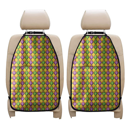 Mardi Gras Diamond Pattern Print Car Seat Organizers