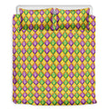 Mardi Gras Diamond Pattern Print Duvet Cover Bedding Set