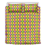 Mardi Gras Diamond Pattern Print Duvet Cover Bedding Set