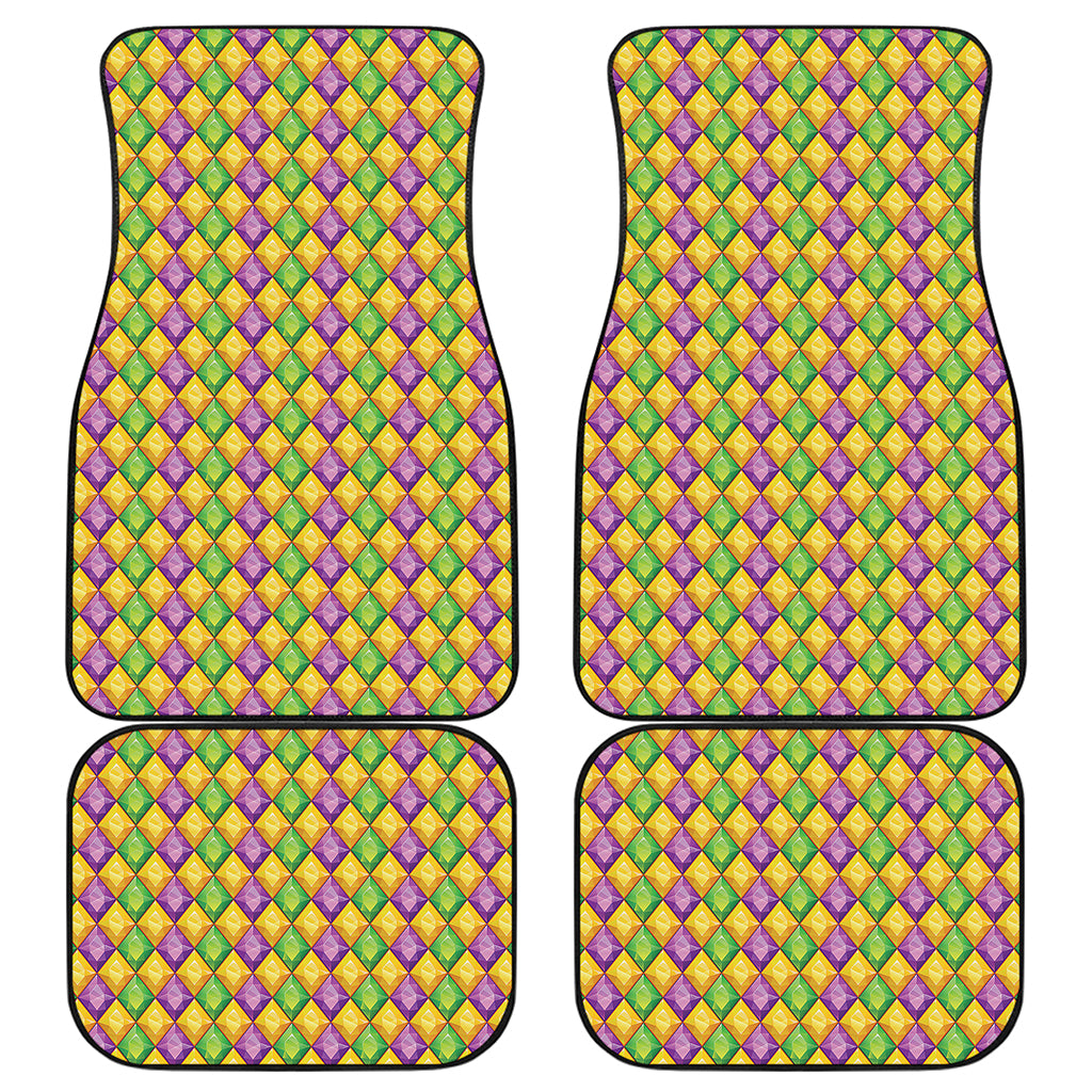 Mardi Gras Diamond Pattern Print Front and Back Car Floor Mats