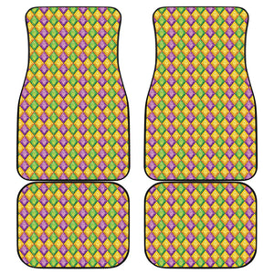 Mardi Gras Diamond Pattern Print Front and Back Car Floor Mats