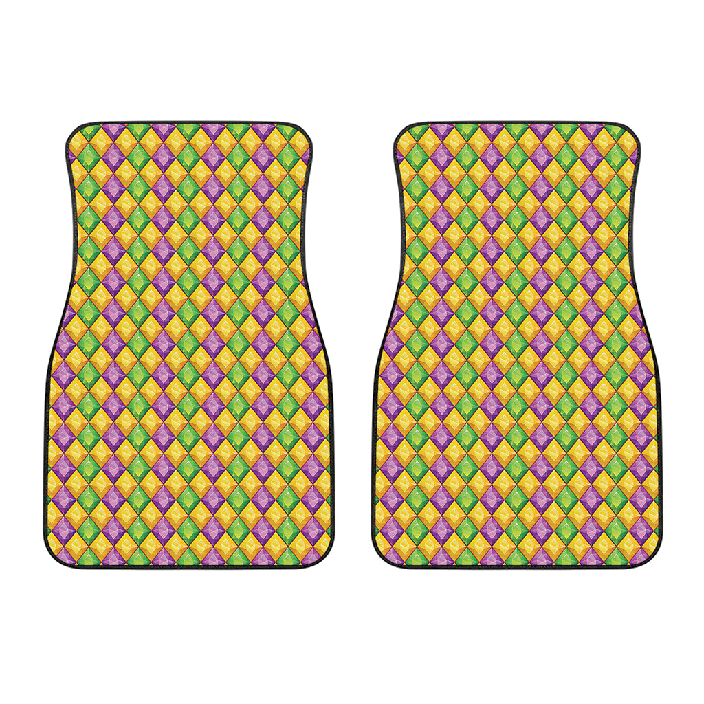 Mardi Gras Diamond Pattern Print Front Car Floor Mats
