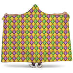 Mardi Gras Diamond Pattern Print Hooded Blanket