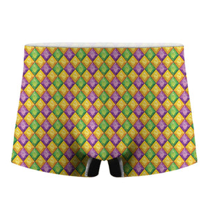 Mardi Gras Diamond Pattern Print Men's Boxer Briefs