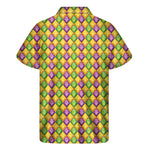 Mardi Gras Diamond Pattern Print Men's Short Sleeve Shirt