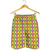 Mardi Gras Diamond Pattern Print Men's Shorts