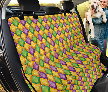 Mardi Gras Diamond Pattern Print Pet Car Back Seat Cover