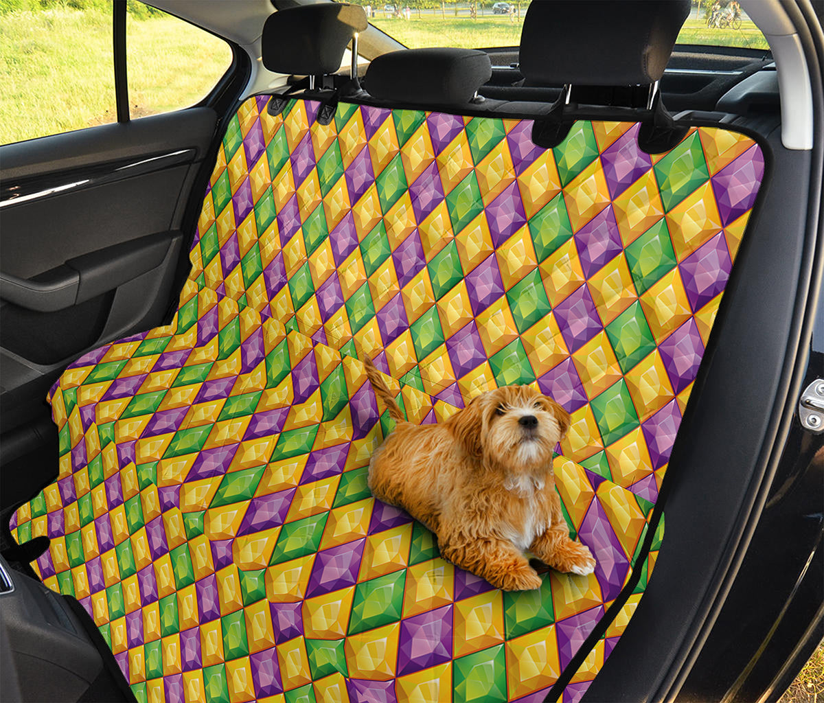 Mardi Gras Diamond Pattern Print Pet Car Back Seat Cover