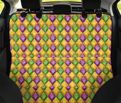 Mardi Gras Diamond Pattern Print Pet Car Back Seat Cover