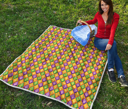 Mardi Gras Diamond Pattern Print Quilt