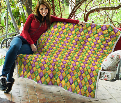 Mardi Gras Diamond Pattern Print Quilt