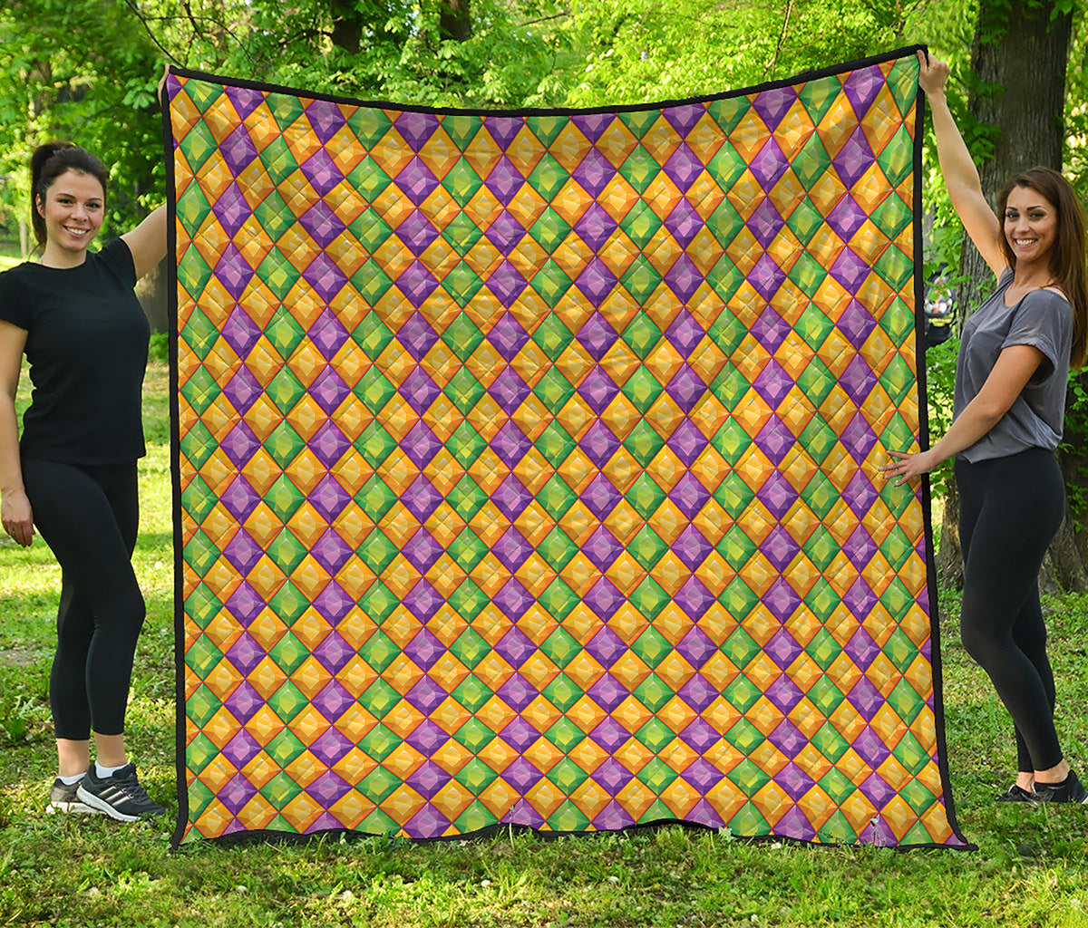 Mardi Gras Diamond Pattern Print Quilt