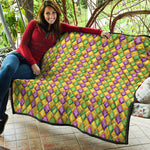 Mardi Gras Diamond Pattern Print Quilt