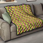 Mardi Gras Diamond Pattern Print Quilt