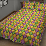 Mardi Gras Diamond Pattern Print Quilt Bed Set