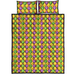 Mardi Gras Diamond Pattern Print Quilt Bed Set