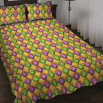 Mardi Gras Diamond Pattern Print Quilt Bed Set