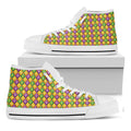 Mardi Gras Diamond Pattern Print White High Top Sneakers