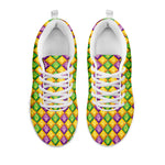 Mardi Gras Diamond Pattern Print White Sneakers