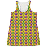 Mardi Gras Diamond Pattern Print Women's Racerback Tank Top